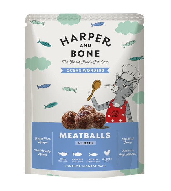 Harper & Bone Ocean Wonders Meatballs Cat Wet Food With Fish Sachets