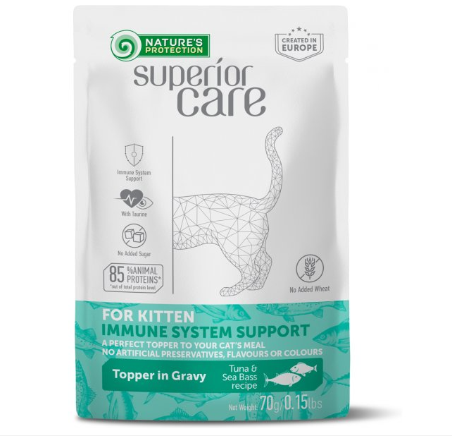 Nature's Protection Superior Care Immune System Support Kitten Wet Food With Tuna And Sea Bass