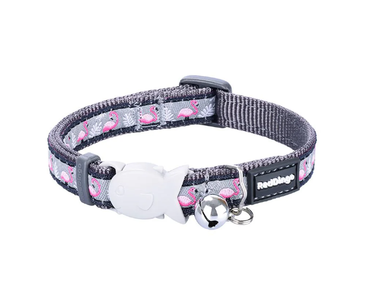 Red Dingo Flamingo Cool Grey Cat Collar