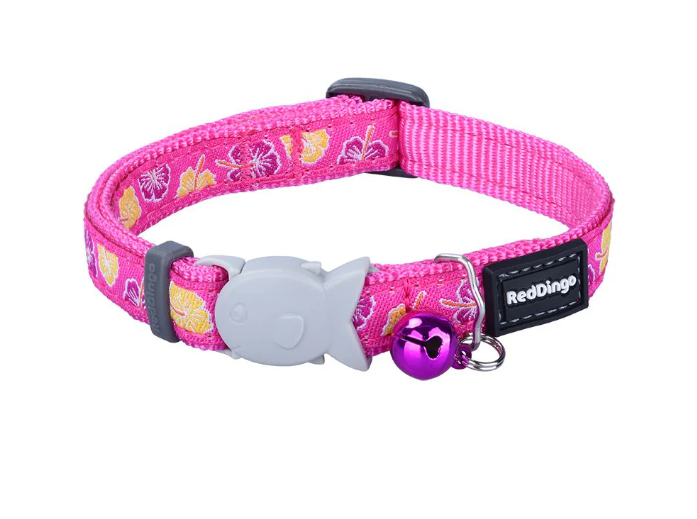 Red Dingo Hibiscus Hot Pink Cat Collar