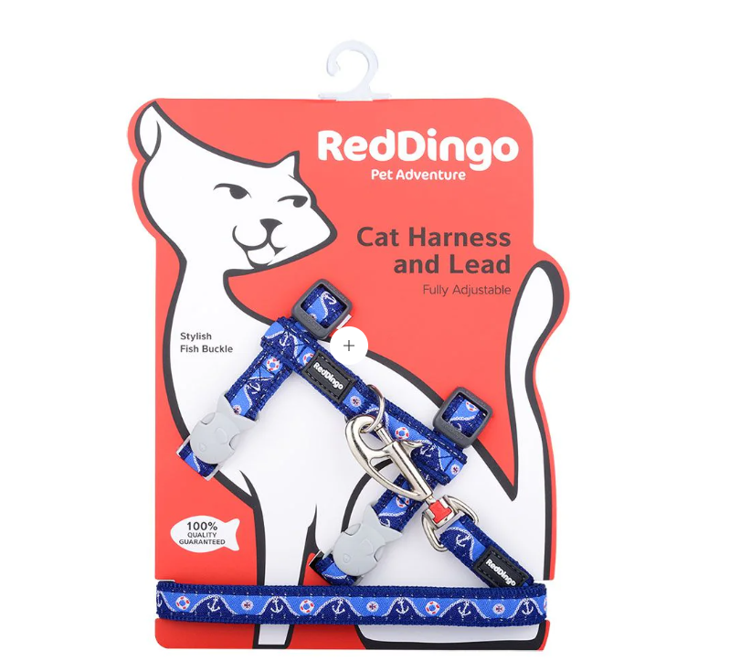 Red Dingo Nautical Dark Blue Cat Harness Xsmall