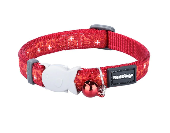 Red Dingo Swiss Cross Red Cat Collar Xs