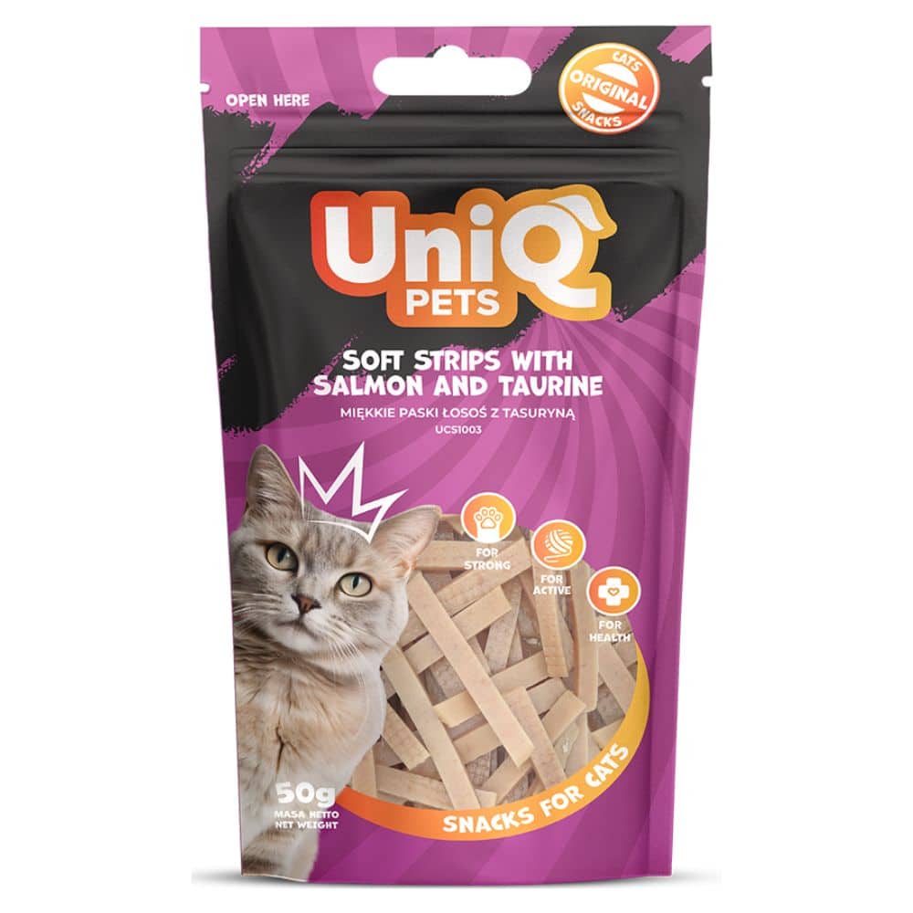 Uniq Pets Cat Snacks Soft Srips With Salmon  Taurine 