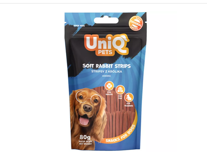 Uniq Pets Dog Snacks Soft Rabbit Strips 80gr