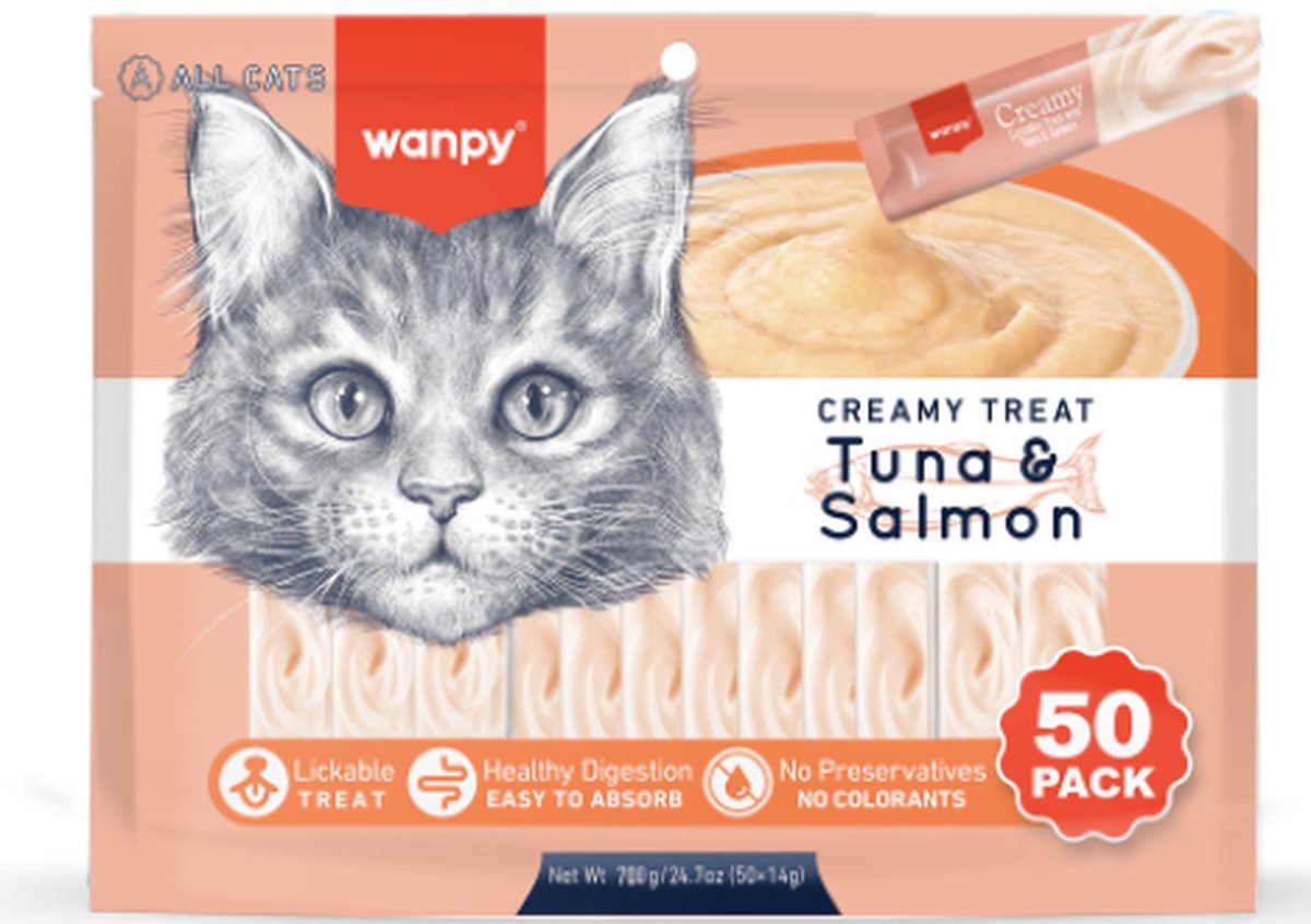 WANPY WANPY - POUCH CREAMY LICKABLES TUNA & SALMON 700GR