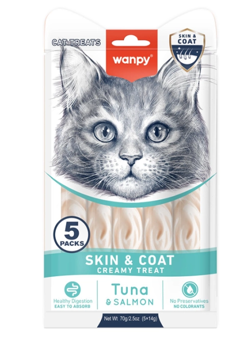 Wanpy Creamy Lickable Treat Skin & Coat With Tuna And Salmon