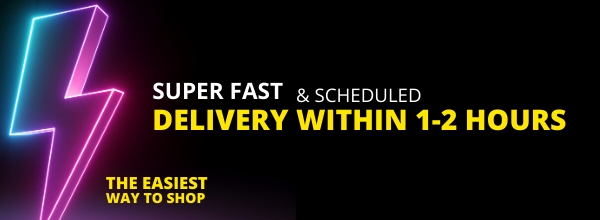 Lightning Banner - Lightning Deliveries are Scheduled Deliveries within 2 hours or at a time that's convenient to you