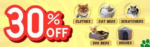 Save 30% on beddding, scratchers, clothes and more!