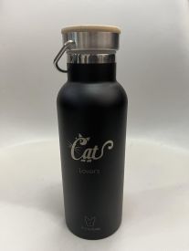 Bamboo Bottle Cat Lover's Black