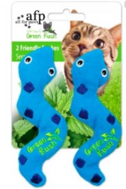 All For Paws Green Rush Cat Toy Silly Snake With Catnip 2pk