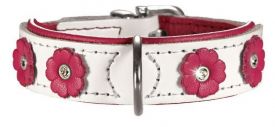 Hunter Collar Leather Daisy White/pink 2cm, 24-28.5cm