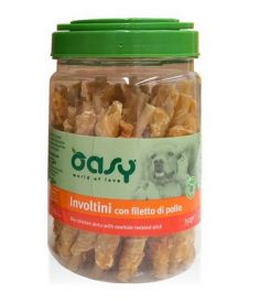 Oasy Dry Chicken Jerky With Rawhide Twisted Stick 350 Gr