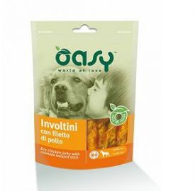Oasy Dry Chicken Jerky With Rawhide Twisted Stick 100gr