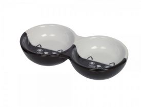 Cat Ceramic Double Bowl Face