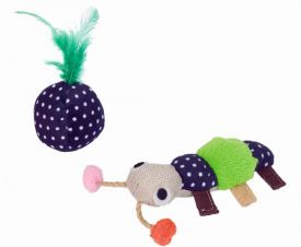 Nobby Fabric Worm Toy With Plush Ball And Catnip 