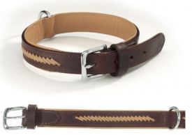Camon Brown Leather Collar With Stiches