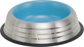 Nobby Stainless Steel Bowl Royal Stripe Anti Slip Lightblue 1l 24,5 Cm